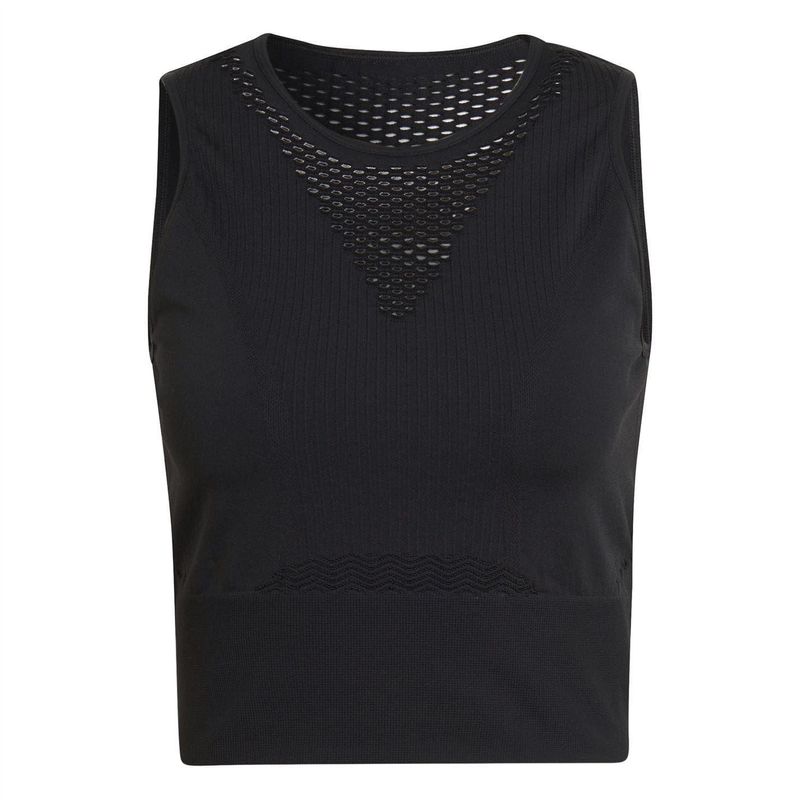 Adidas Womens/Ladies Aeroknit Cropped Tank Top / Black